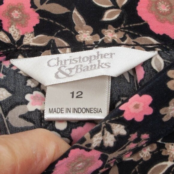 Christopher & Banks Womens Floral A-Line Midi Skirt Size 12 Preppy Academia - Picture 3 of 5